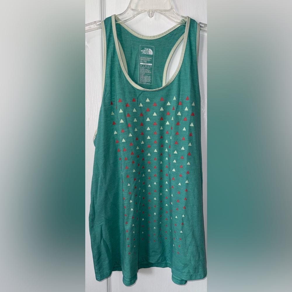 The North Face Teal Triangle Print T-Back Tank Top Size XL